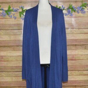 New H by Halston open duster cardigan Blue Pockets long sleeve Casual size 1X
